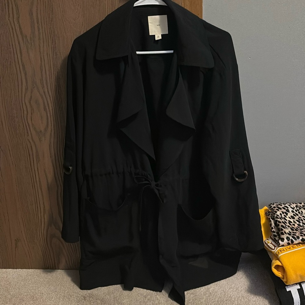 Tgla Black trench coat. Size medium